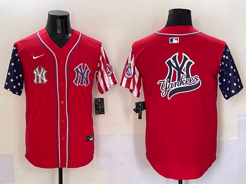 Men New York Yankees Blank Red a generation of national flags Jointly Name 2025 Nike MLB Jersey style 21
